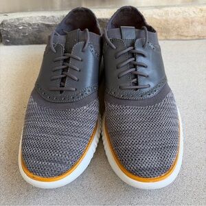 Men's Gray Knit & Leather Casual Oxford Shoes